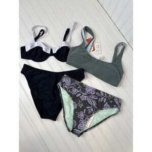 NWT Cupshe Two Piece Bikini - Holiday Underwire Top & High Waist Bottom Bundle M